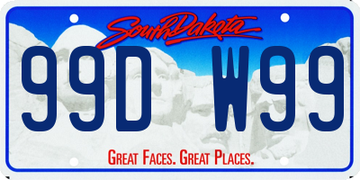 SD license plate 99DW99