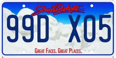 SD license plate 99DX05