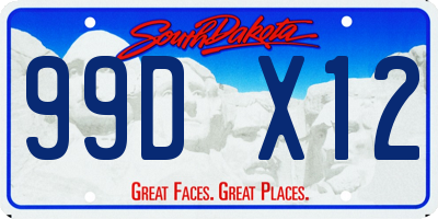 SD license plate 99DX12