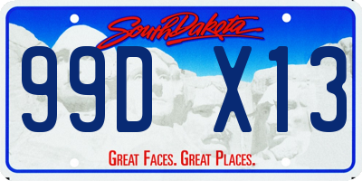 SD license plate 99DX13