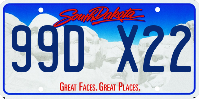 SD license plate 99DX22
