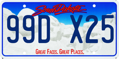 SD license plate 99DX25