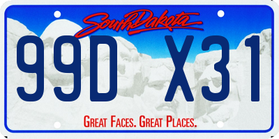 SD license plate 99DX31