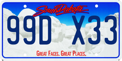 SD license plate 99DX33