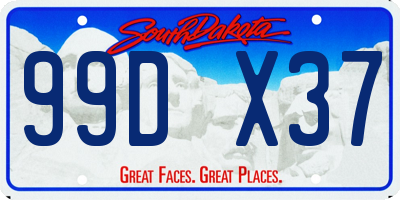 SD license plate 99DX37