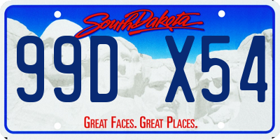 SD license plate 99DX54