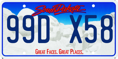 SD license plate 99DX58