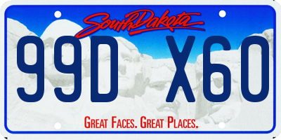 SD license plate 99DX60