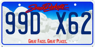 SD license plate 99DX62