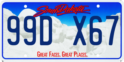 SD license plate 99DX67