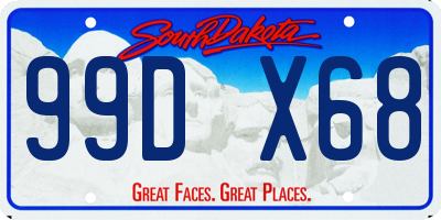SD license plate 99DX68