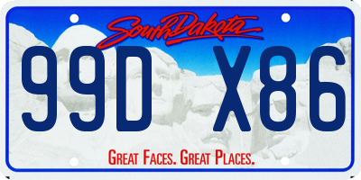 SD license plate 99DX86