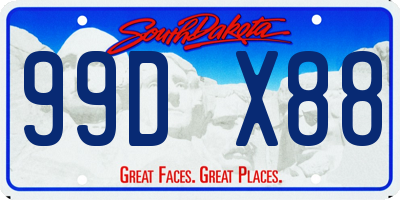 SD license plate 99DX88