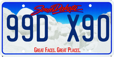 SD license plate 99DX90