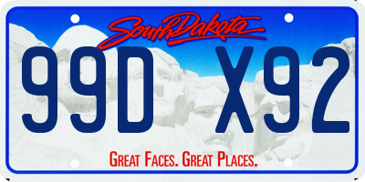SD license plate 99DX92