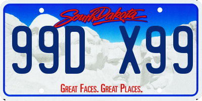 SD license plate 99DX99