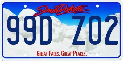 SD license plate 99DZ02