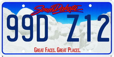 SD license plate 99DZ12