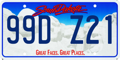 SD license plate 99DZ21