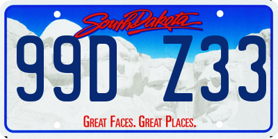 SD license plate 99DZ33