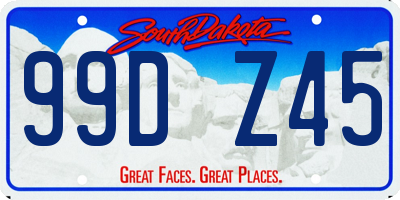 SD license plate 99DZ45