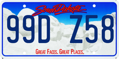 SD license plate 99DZ58