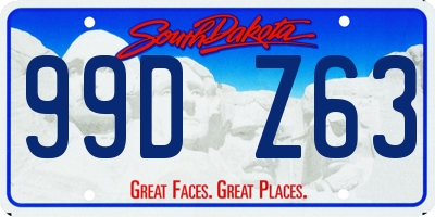 SD license plate 99DZ63