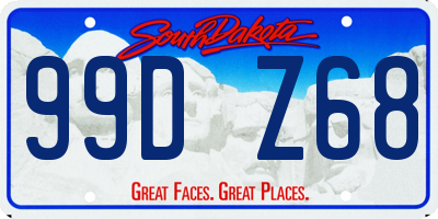 SD license plate 99DZ68