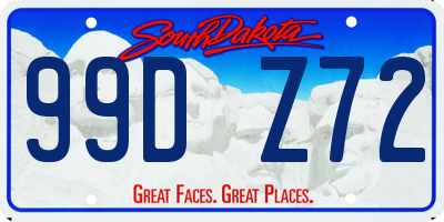 SD license plate 99DZ72
