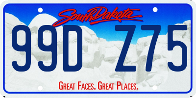 SD license plate 99DZ75
