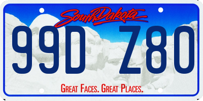 SD license plate 99DZ80