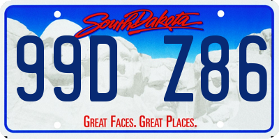 SD license plate 99DZ86