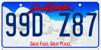 SD license plate 99DZ87