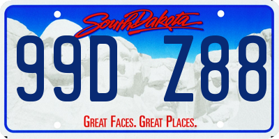 SD license plate 99DZ88