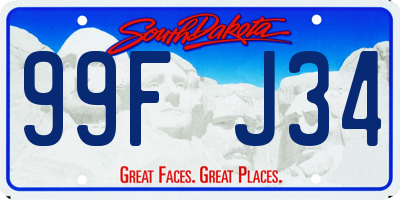 SD license plate 99FJ34