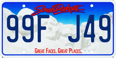 SD license plate 99FJ49