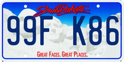 SD license plate 99FK86