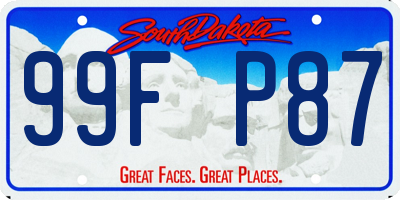 SD license plate 99FP87