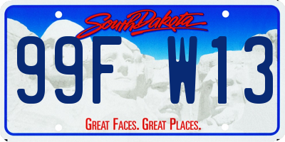SD license plate 99FW13
