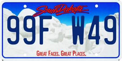SD license plate 99FW49