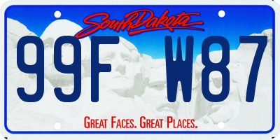 SD license plate 99FW87