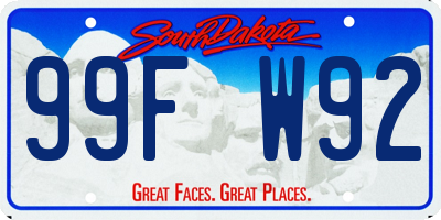 SD license plate 99FW92