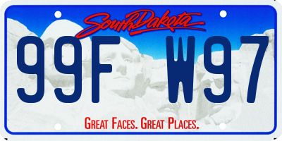 SD license plate 99FW97