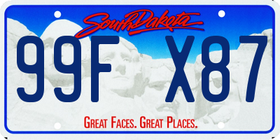 SD license plate 99FX87
