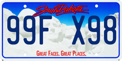 SD license plate 99FX98