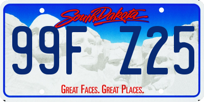 SD license plate 99FZ25