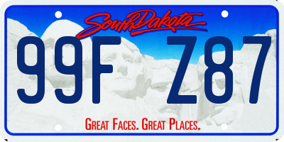 SD license plate 99FZ87