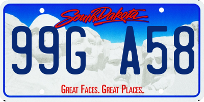 SD license plate 99GA58