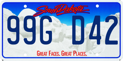 SD license plate 99GD42