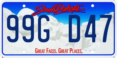SD license plate 99GD47